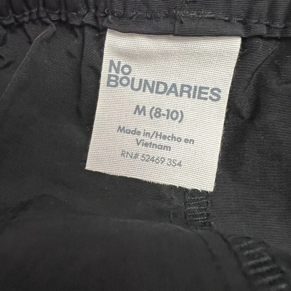No Boundaries Black Nylon Cargo Pants Drawstring Size M NOBO Gorpcore Y2K Womens